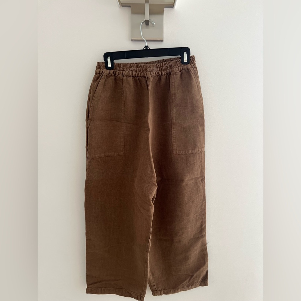 Brown Relaxed Fit Pants With Elastic Waistband